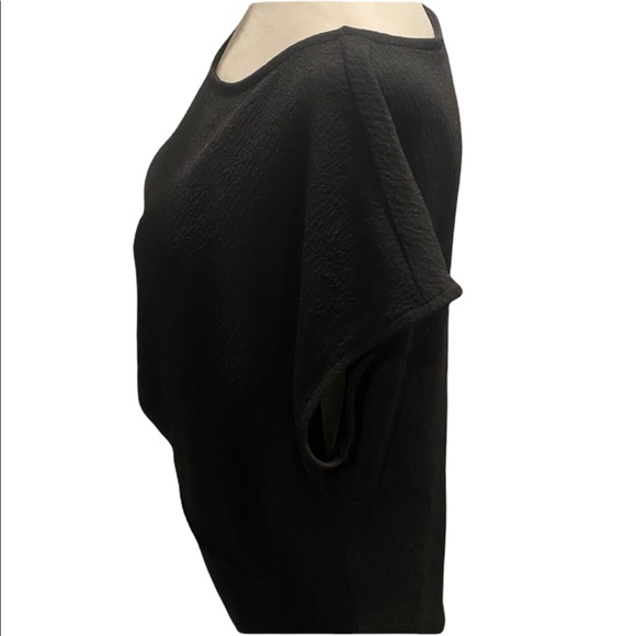 Vince Camuto Short Sleeve Round Neck Gathered Side Asymmetrical Blouse M - Picture 6 of 13